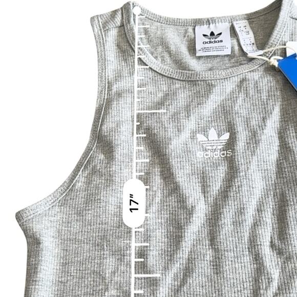 Adidas Women's Light Gray ESSENTIALS RIBBED TANK TOP Size Small NEW - Picture 11 of 13